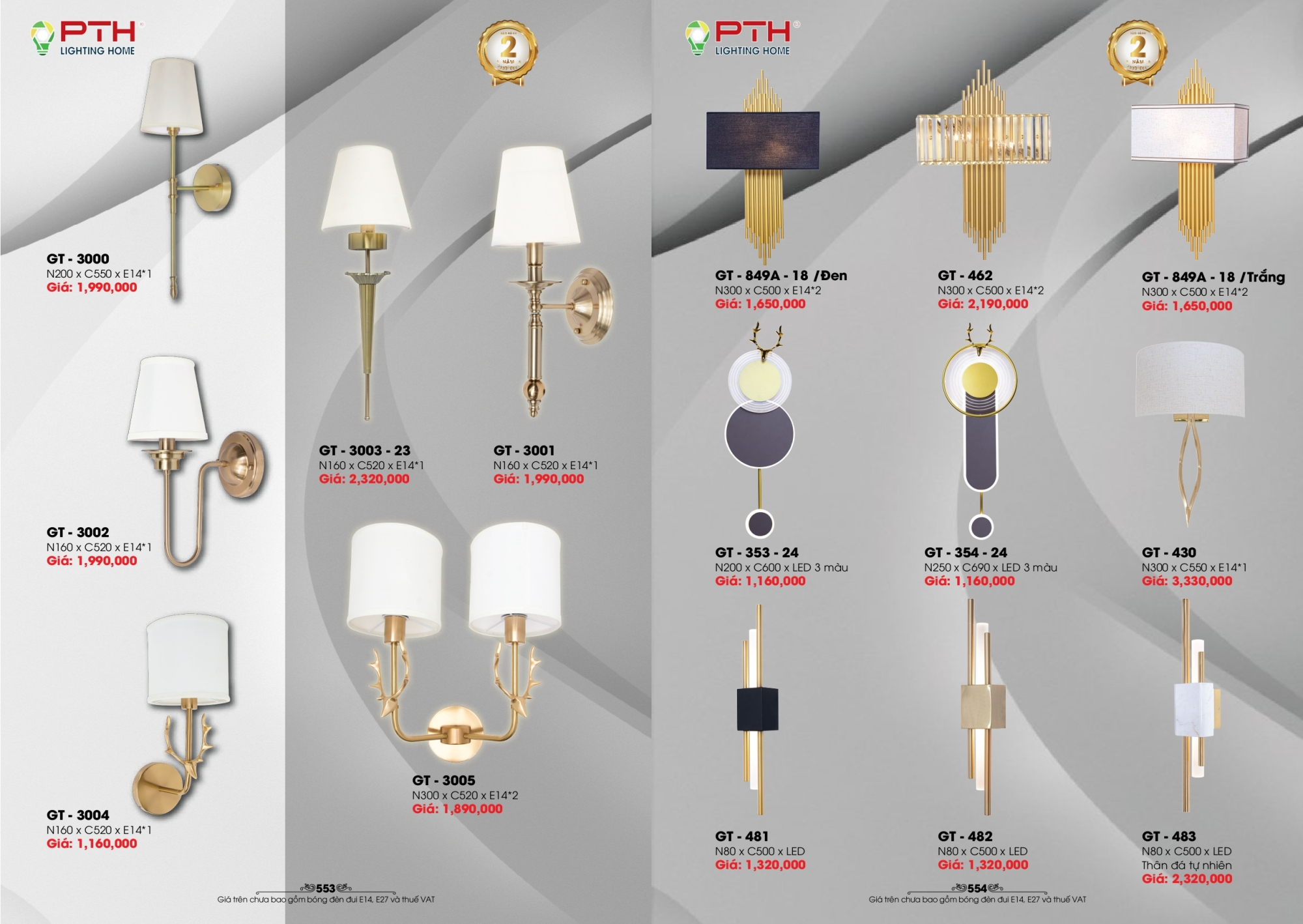 Bảng giá đèn trang trí PTH Lighting Home 2026